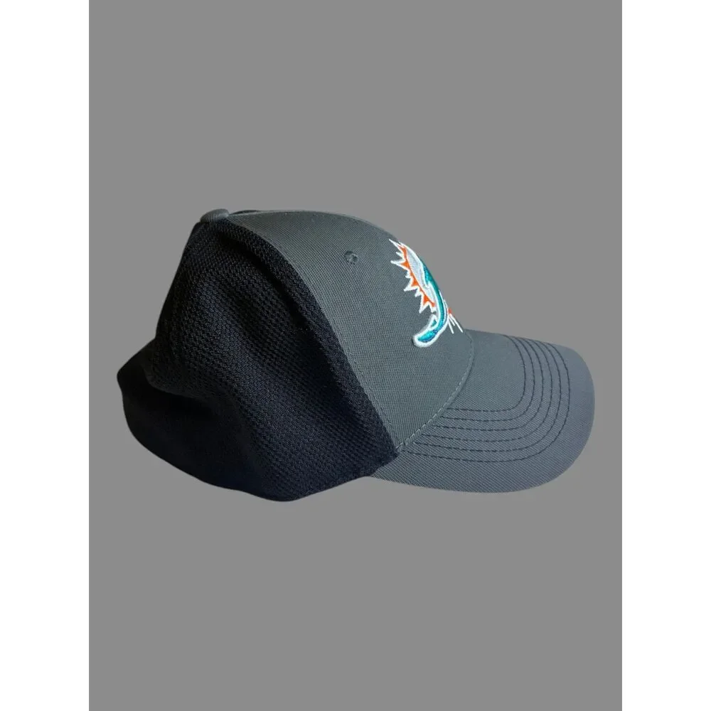 NFL Team Apparel Miami Dolphins Gray Black Stretch Fit Hat OSFM